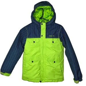Arctix Kids Medium Snow Jacket Lime Green Blue Hooded Insulated Ski Parka 5K